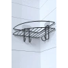 BUFFER® Yapışkanlı Banyo Köşeliği Kancalı Köşe Rafı Duş Şampuanlık Duvar Düzenleyici Organizer Raf