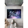 Dekoratif Dijital Galaxy Astronot Mavi Kapı Paspası Dış Mekan Paspas K-2119