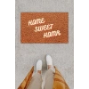 Dijital Baskı Dekoratif Home Sweet Home Kahverengi Kapı Önü Paspası K-1236