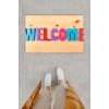 Dijital Baskı Dekoratif Welcome Ahşap Kapı Önü Paspası K-1247