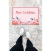 Dijital Baskı Pembe Gül Desen Kapı Önü Paspası K-1011