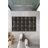Siyah-Gold Kapı Önü Paspası Zigzag Desen  K-3209