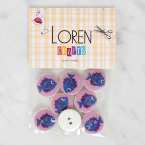 Loren Crafts 8li Balık Düğme - 1186