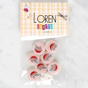 Loren Crafts 8li Gülen Yüz Düğme - 1017