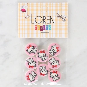 Loren Crafts 8li Kedi Düğme - 1027