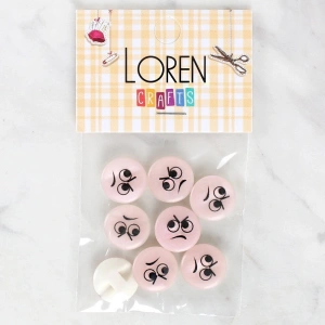 Loren Crafts 8li Kızgın Yüz Düğme - 1021