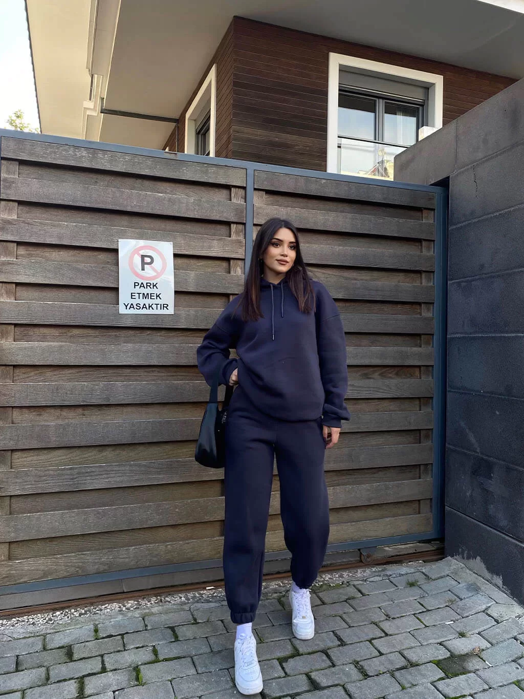 Oversize Şardonlu Sweatshirt Takım