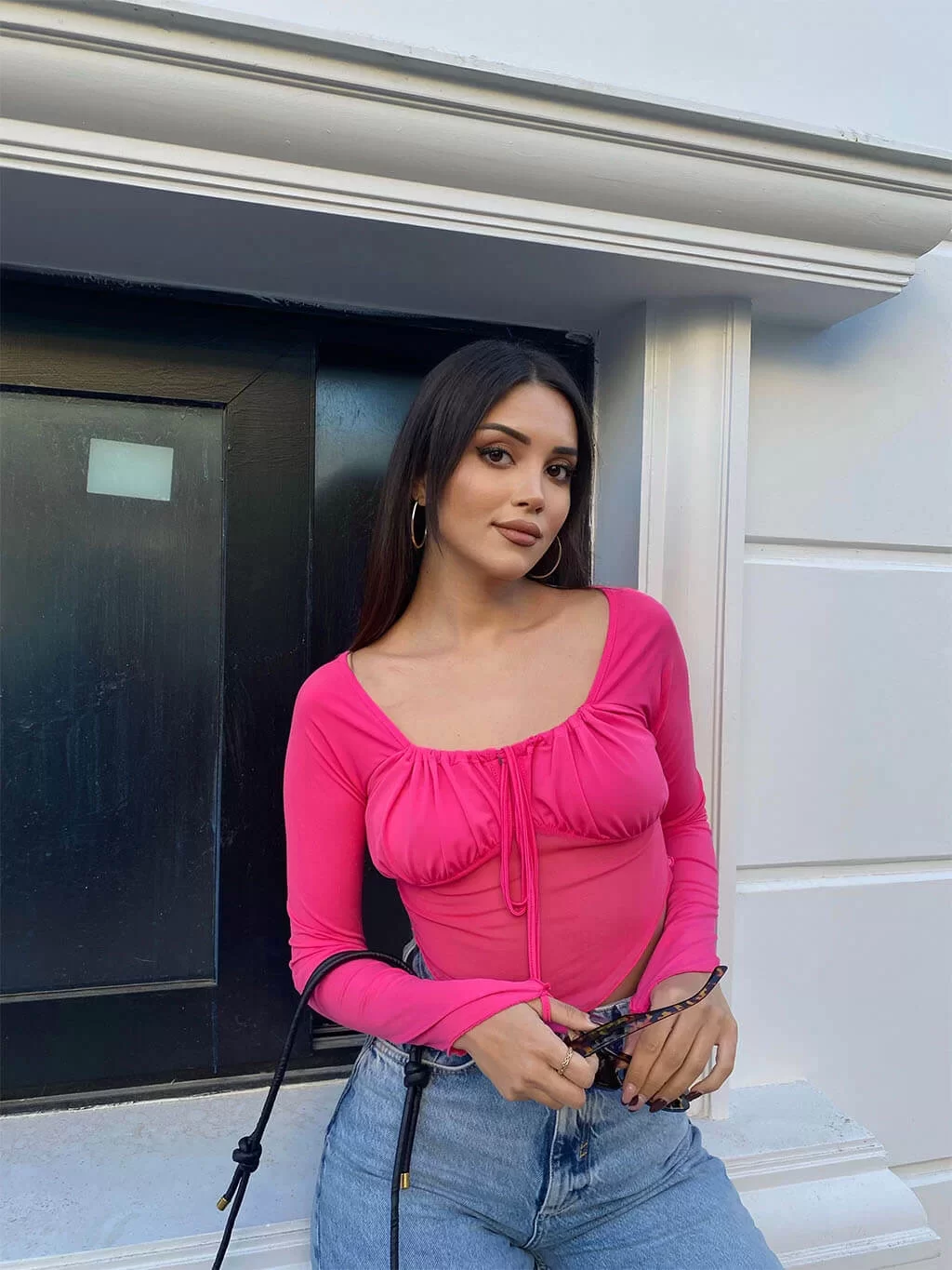 Sandy Asimetrik Tül Crop