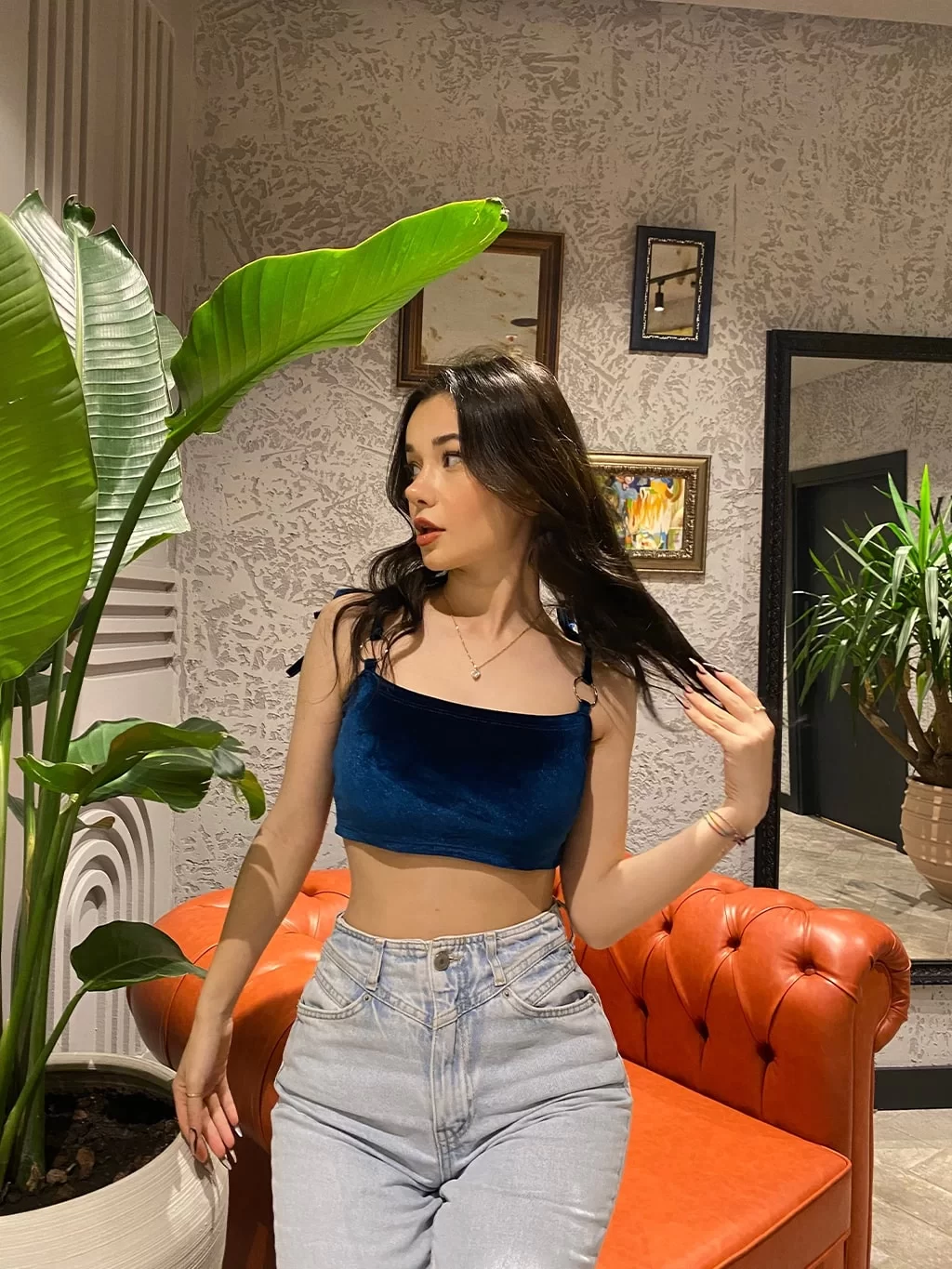 Kadife Askılı Crop