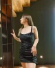 Kadife Askılı Elbise