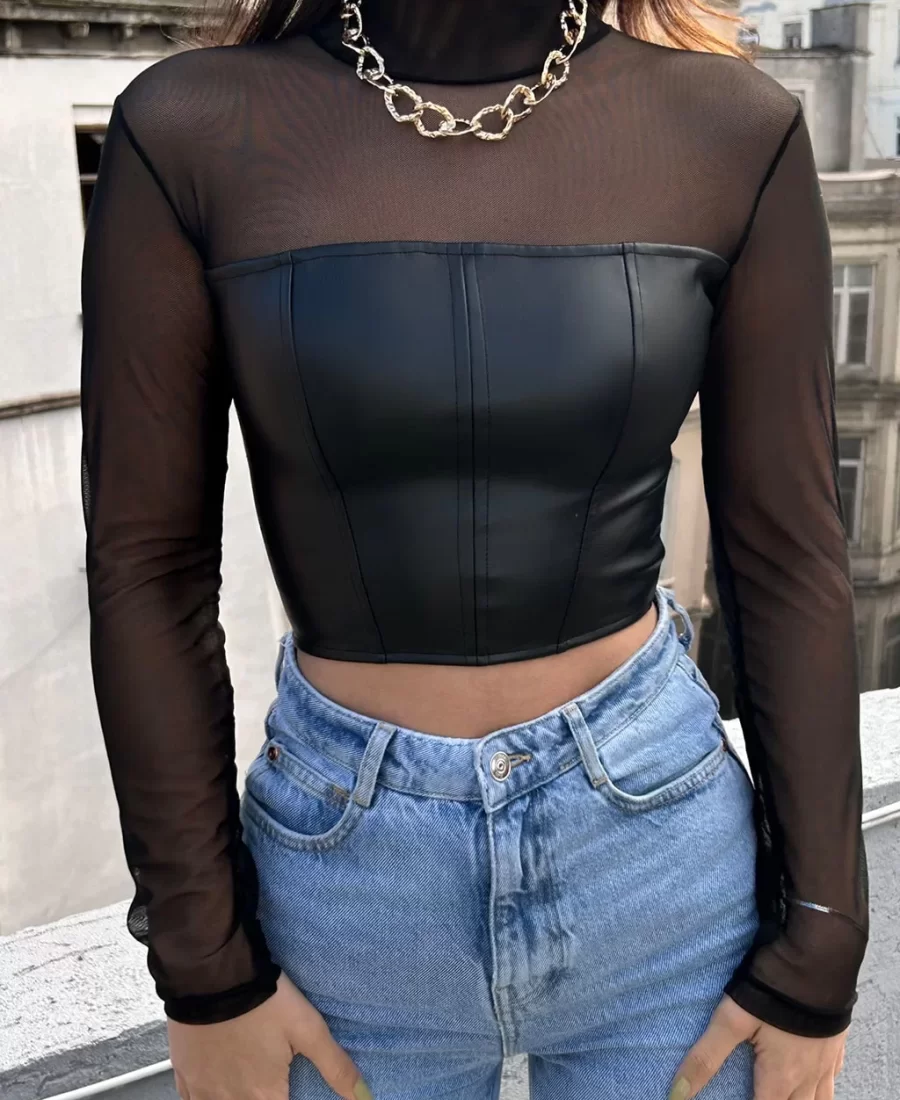 Deri Tül Detay Crop