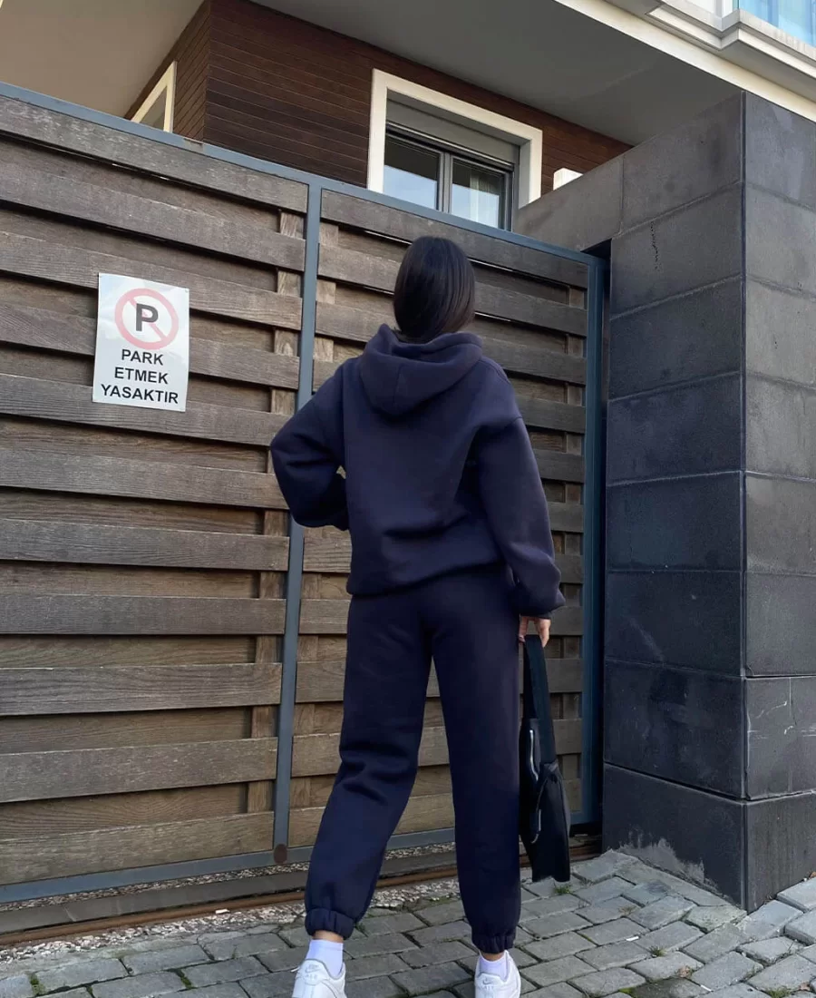 Oversize Şardonlu Sweatshirt Takım