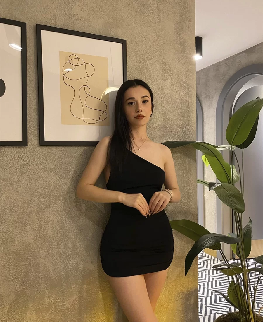 Tek Omuz Büzgülü Elbise
