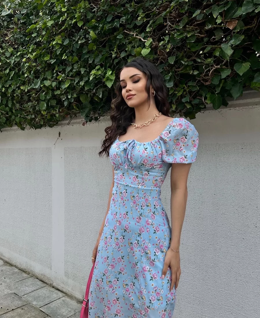 Bloom Yırtmaçlı Elbise