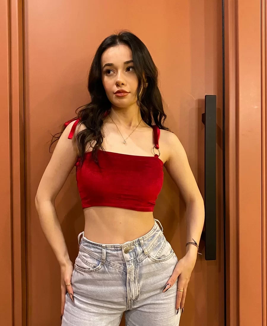 Kadife Askılı Crop