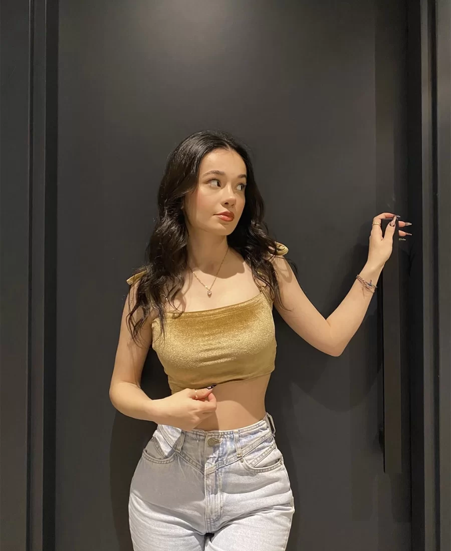 Kadife Askılı Crop