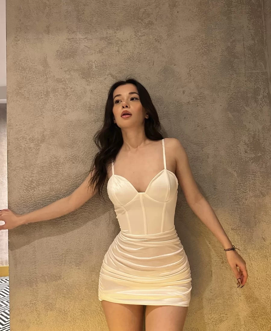 Saten Büzgülü Elbise