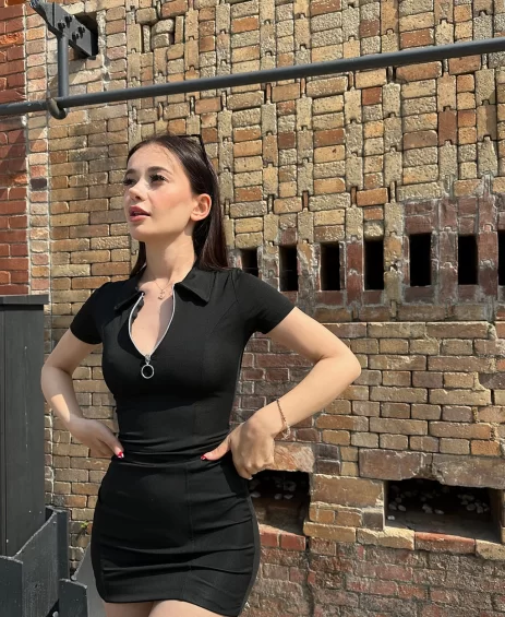 Fermuarlı Dalgıç Kumaş Elbise