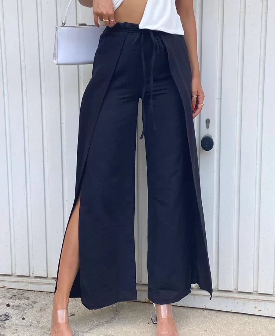Keten Bağlamalı Pantolon