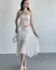 Asimetrik Dantelli Crop Takım