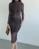 Astarlı Kahverengi Lined Elbise