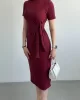 Bel Bağlamalı Modal Elbise