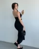 Bel Dekolte Aksesuarlı Elbise