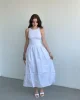 Beyaz Halter Poplin Elbise