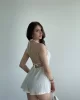 Beyaz Keten Şort Tulum