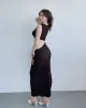 Brenda Gofre Premium Bel Dekolteli Elbise