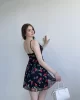 Çiçek Desen Astarlı Mini Elbise