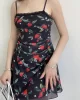 Çiçek Desen Astarlı Mini Elbise