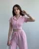 Çizgili Pantolon Crop Takım