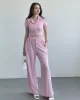 Çizgili Pantolon Crop Takım