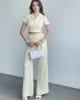 Çizgili Pantolon Crop Takım