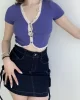 Düğme Detay Dantelli Crop