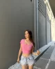 Fitilli Geniş Yaka Crop