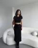 Fitilli Yırtmaçlı Uzun Etek