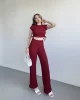 Gofre Basic Pantolon Crop Takım
