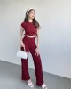 Gofre Basic Pantolon Crop Takım