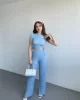 Gofre Basic Pantolon Crop Takım