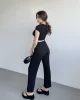 Gofre Basic Pantolon Crop Takım