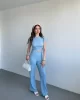 Gofre Basic Pantolon Crop Takım