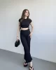 Gofre Basic Pantolon Crop Takım