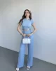 Gofre Basic Pantolon Crop Takım