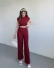 Gofre Basic Pantolon Crop Takım