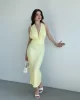 Gofre Boyun Bağlamalı Elbise