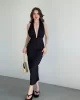 Gofre Boyun Bağlamalı Elbise