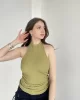 Gofre Halter Sırt Dekolteli Bluz