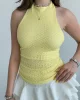 Gofre Halter Sırt Dekolteli Bluz